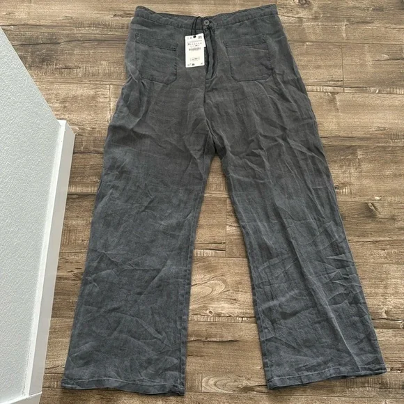 ZARA THE LEAH LINEN FULL LENGTH PANTS WIDE LEG 4786/321 - Picture 6 of 9